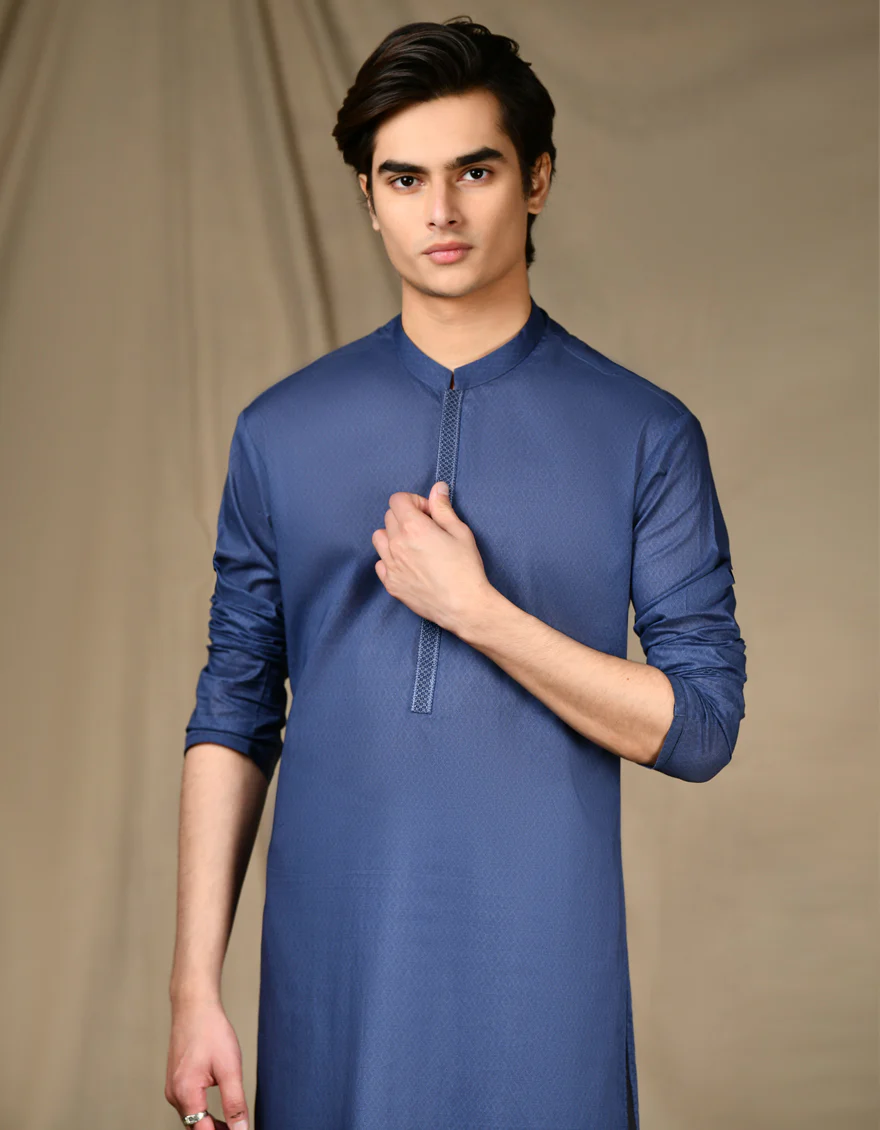 BLUE COTTON KURTA | JTK-S-46313/S24/JJ9212-SF - Image 2