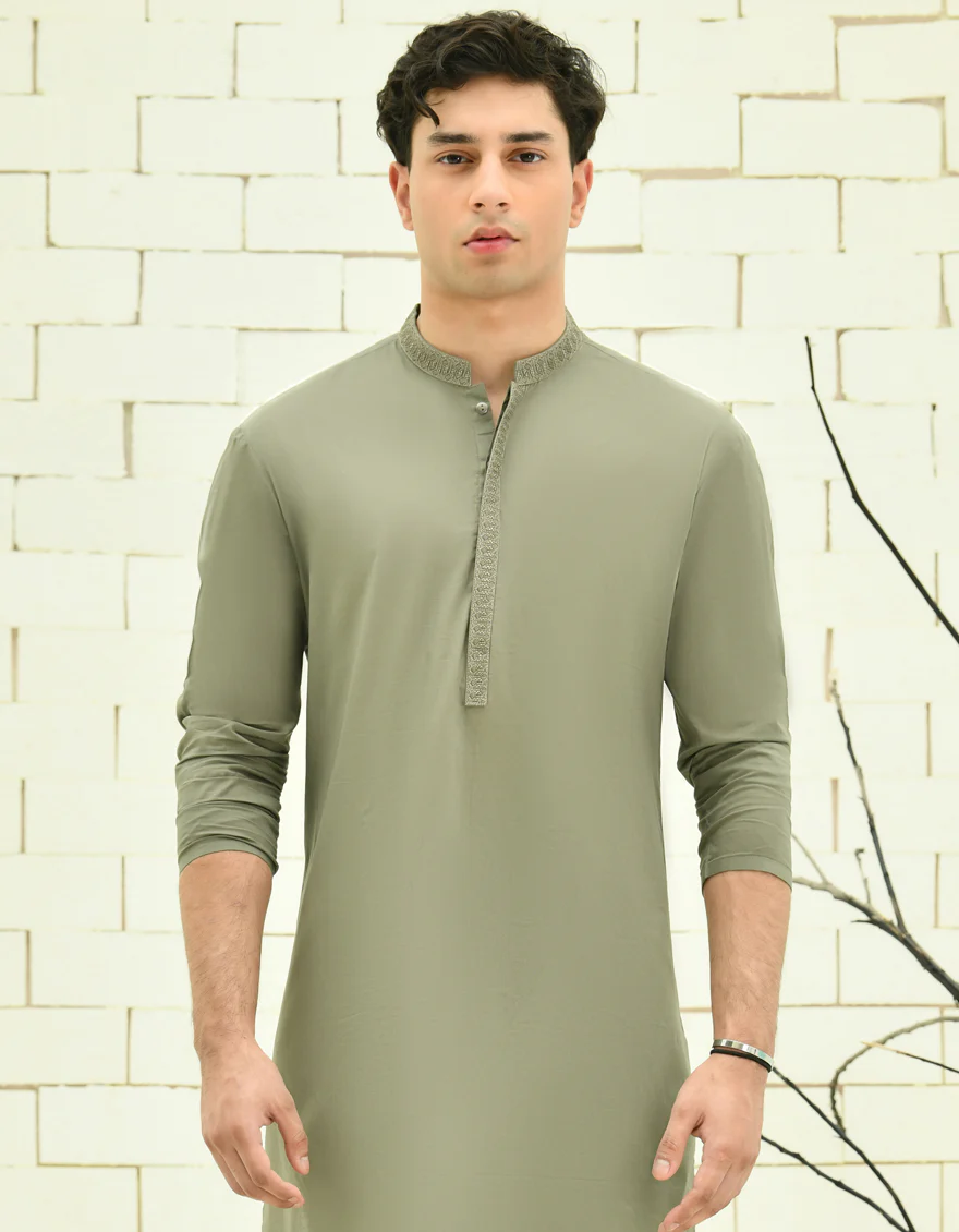GREEN COTTON KURTA | JTK-S-46326/S24/JJ8771-SF - Image 2