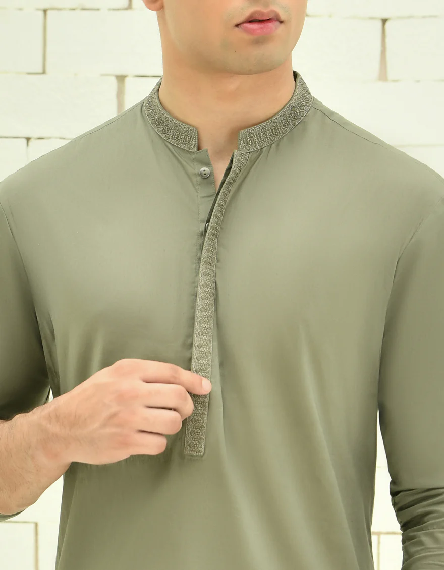 GREEN COTTON KURTA | JTK-S-46326/S24/JJ8771-SF - Image 3