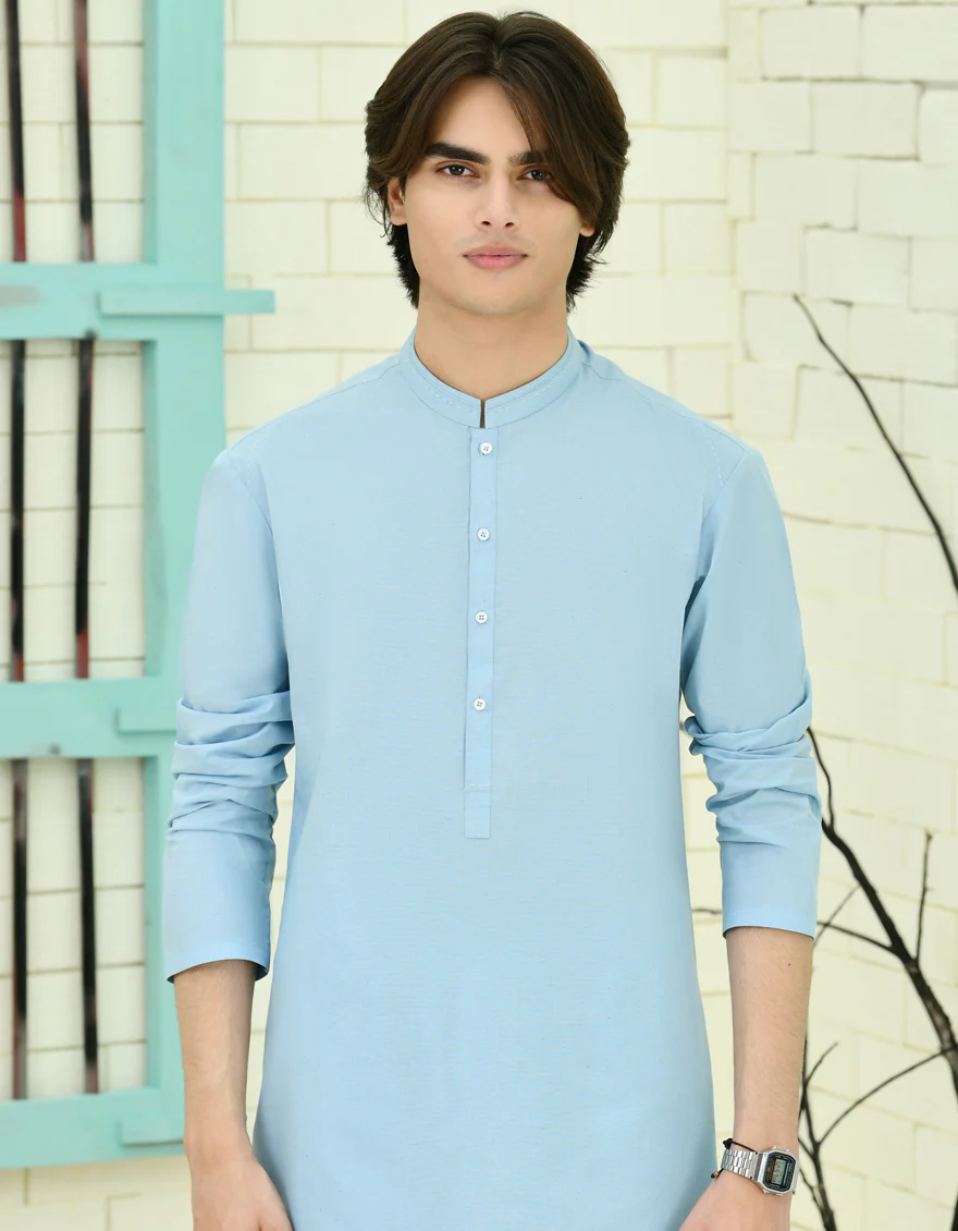BLUE BLENDED KURTA | JTK-S-46335/S24/JJ9348-CL - Image 2