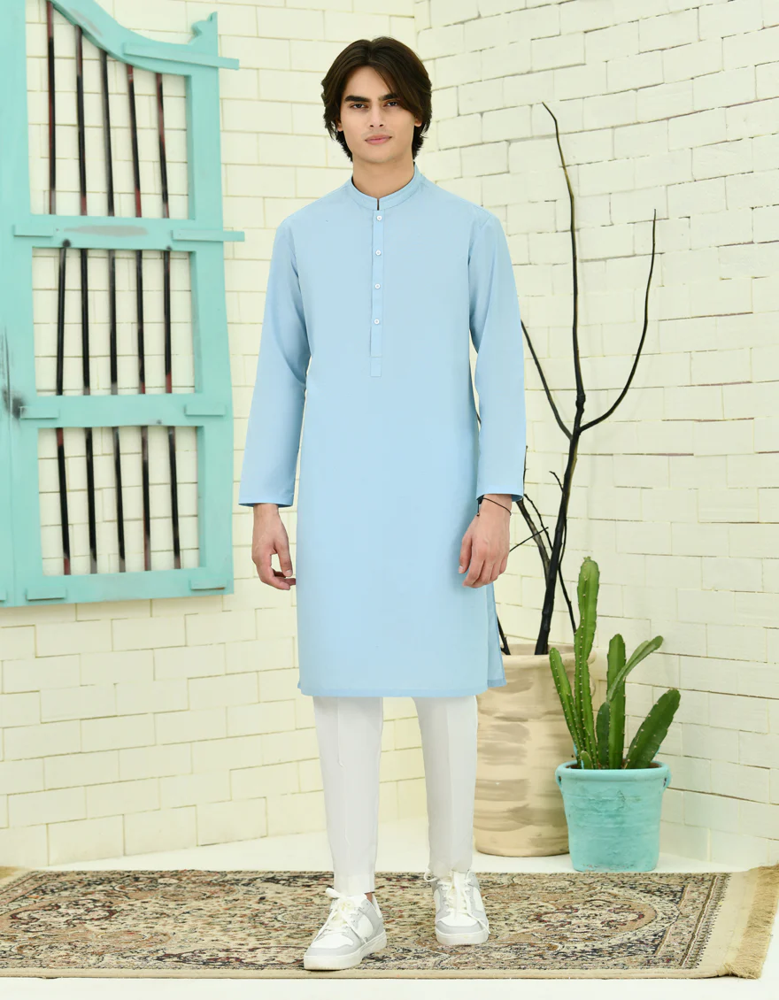 BLUE BLENDED KURTA | JTK-S-46335/S24/JJ9348-CL - Image 3