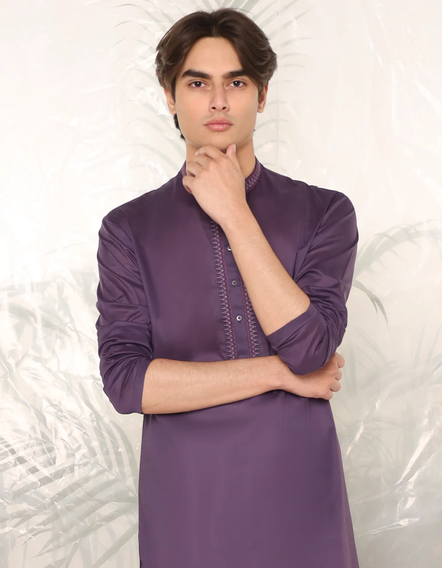 PURPLE COTTON KURTA | JTK-S-46354/S24/JJ8714-SF - Image 2