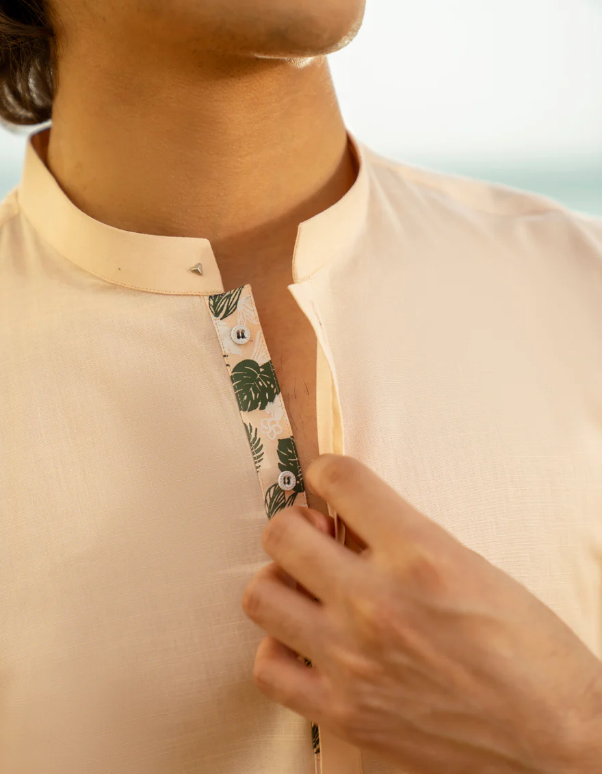 PEACH COTTON KURTA | JTK-S-46541/S25/JJ9373-CL - Image 3