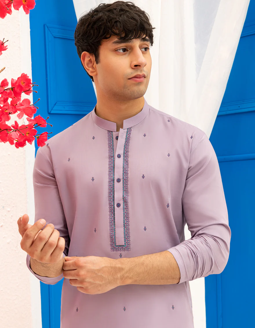 LIGHT PURPLE COTTON KURTA | JTK-S-46596/S25/JJ9777-SF - Image 3