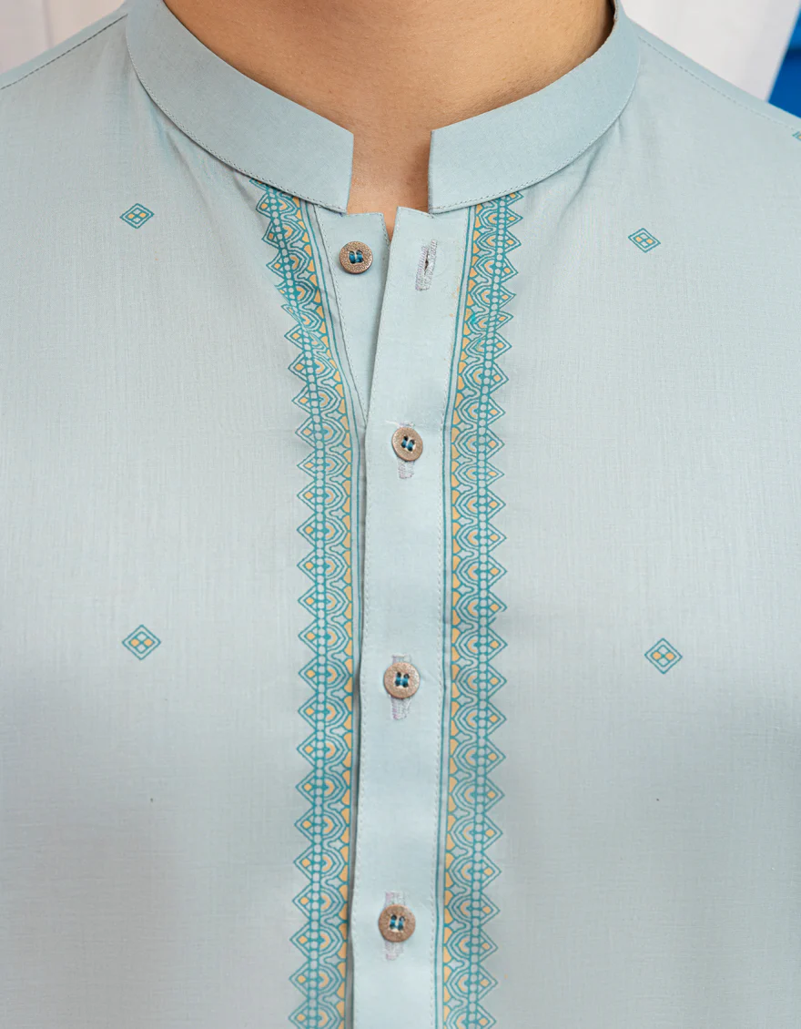 AQUA GREEN COTTON KURTA | JTK-S-46597/S25/JJ9777-SF - Image 2