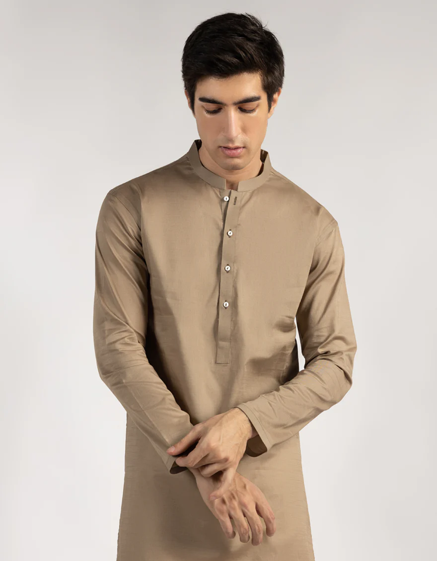 BROWN COTTON KURTA | JTK-S-46821/S25/JJ10548-PN - Image 2