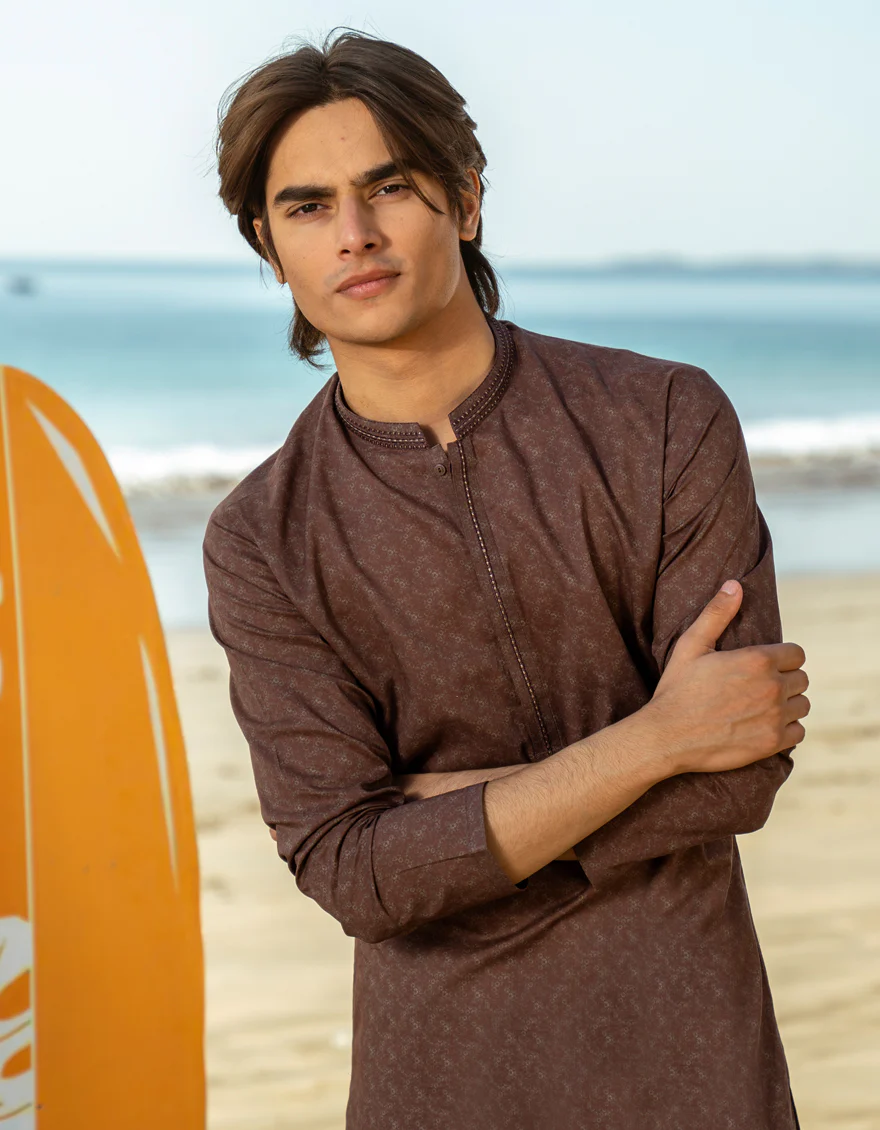 BROWN COTTON KURTA | JTK-S-50045/S25/JJ97 - Image 2