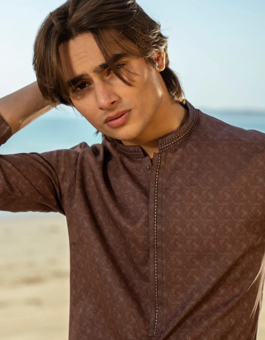 BROWN COTTON KURTA | JTK-S-50045/S25/JJ97 - Image 3
