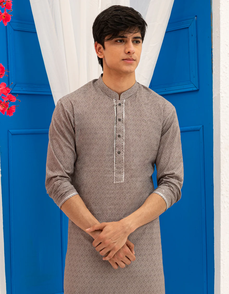 GREY COTTON KURTA | JTK-S-50133/S25/JJ9775-SF - Image 2