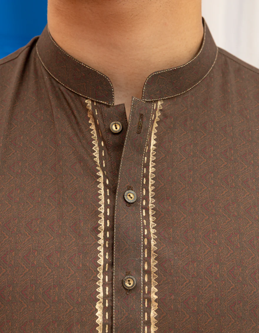 BROWN COTTON KURTA | JTK-S-50135/S25/JJ97 - Image 3