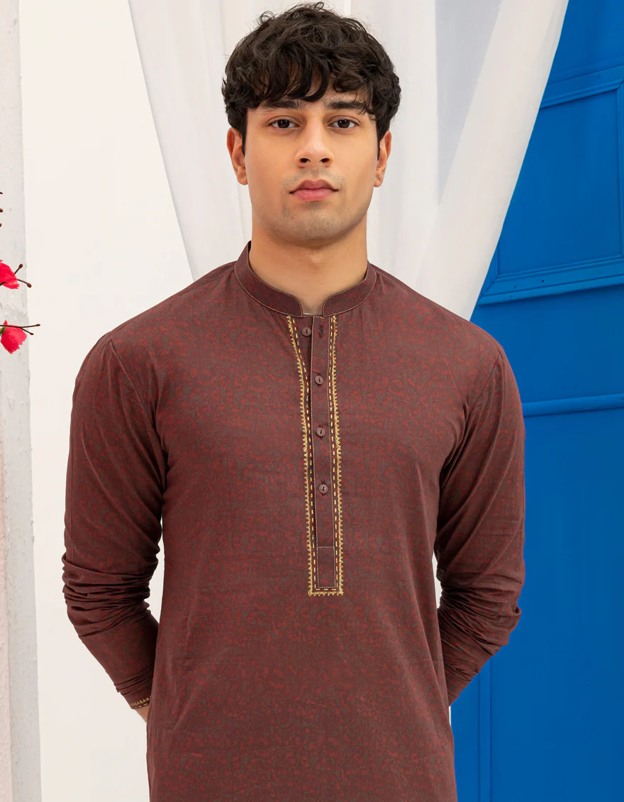 RED COTTON KURTA | JTK-S-50136/S25/JJ97 - Image 2