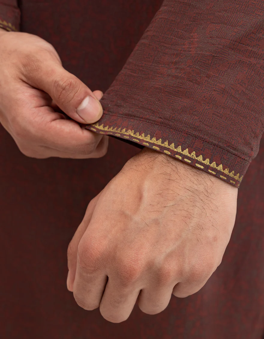 RED COTTON KURTA | JTK-S-50136/S25/JJ97 - Image 3