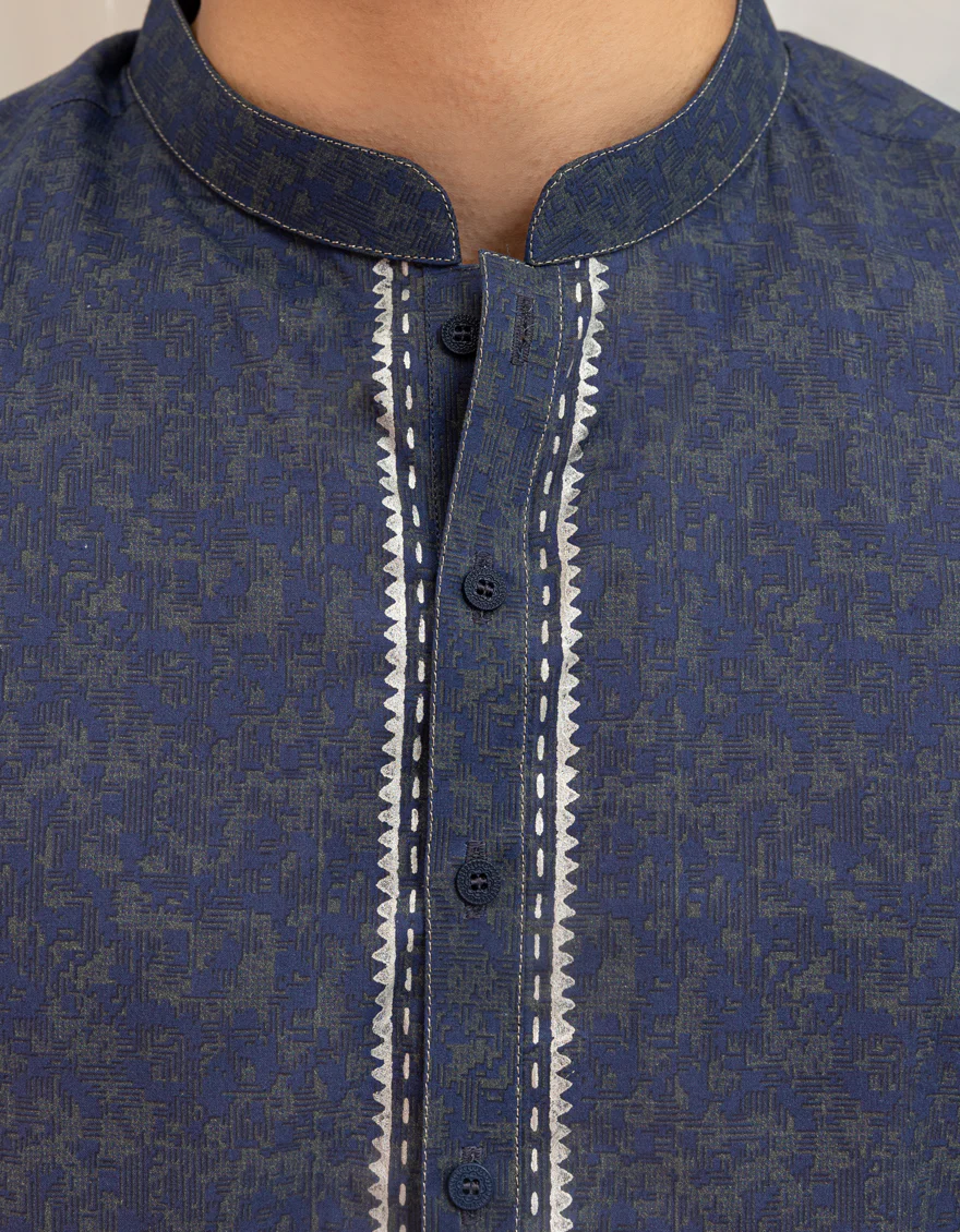 BLUE COTTON KURTA | JTK-S-50137/S25/JJ97 - Image 2