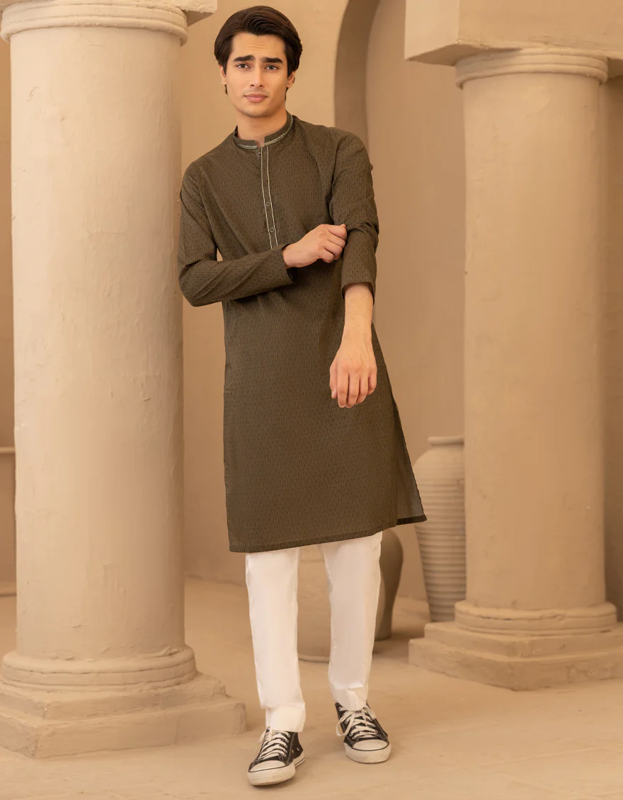 GREEN COTTON KURTA | JTK-S-50226/S25/JJ9776-SF - Image 3