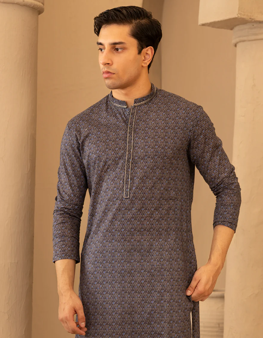 GREY COTTON KURTA | JTK-S-50227/S25/JJ9776-SF - Image 2