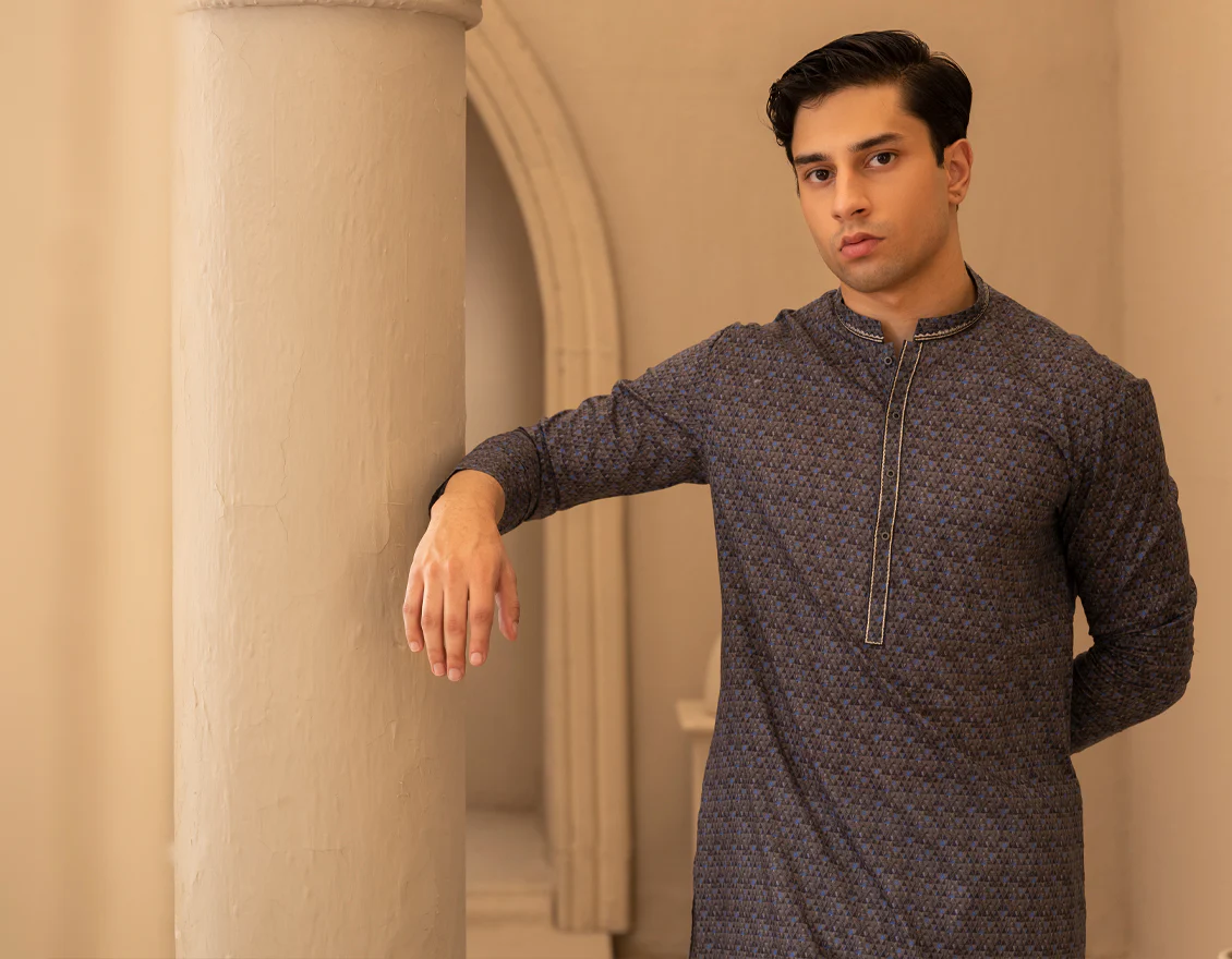 GREY COTTON KURTA | JTK-S-50227/S25/JJ9776-SF - Image 3