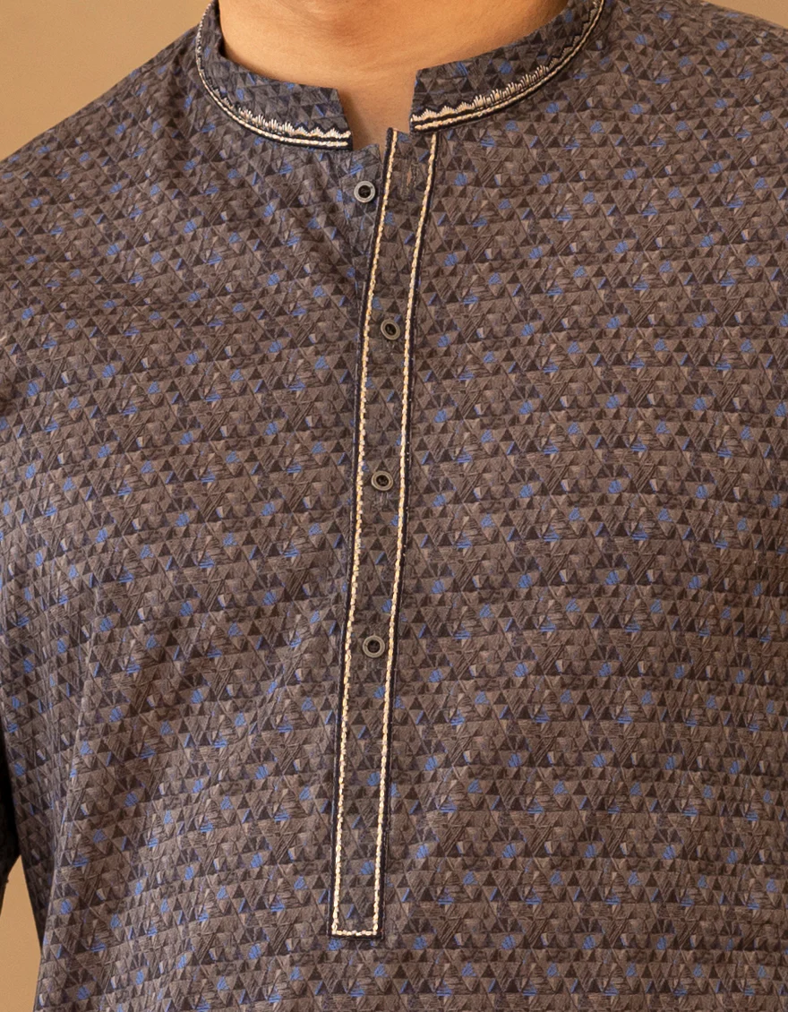 GREY COTTON KURTA | JTK-S-50227/S25/JJ9776-SF - Image 4
