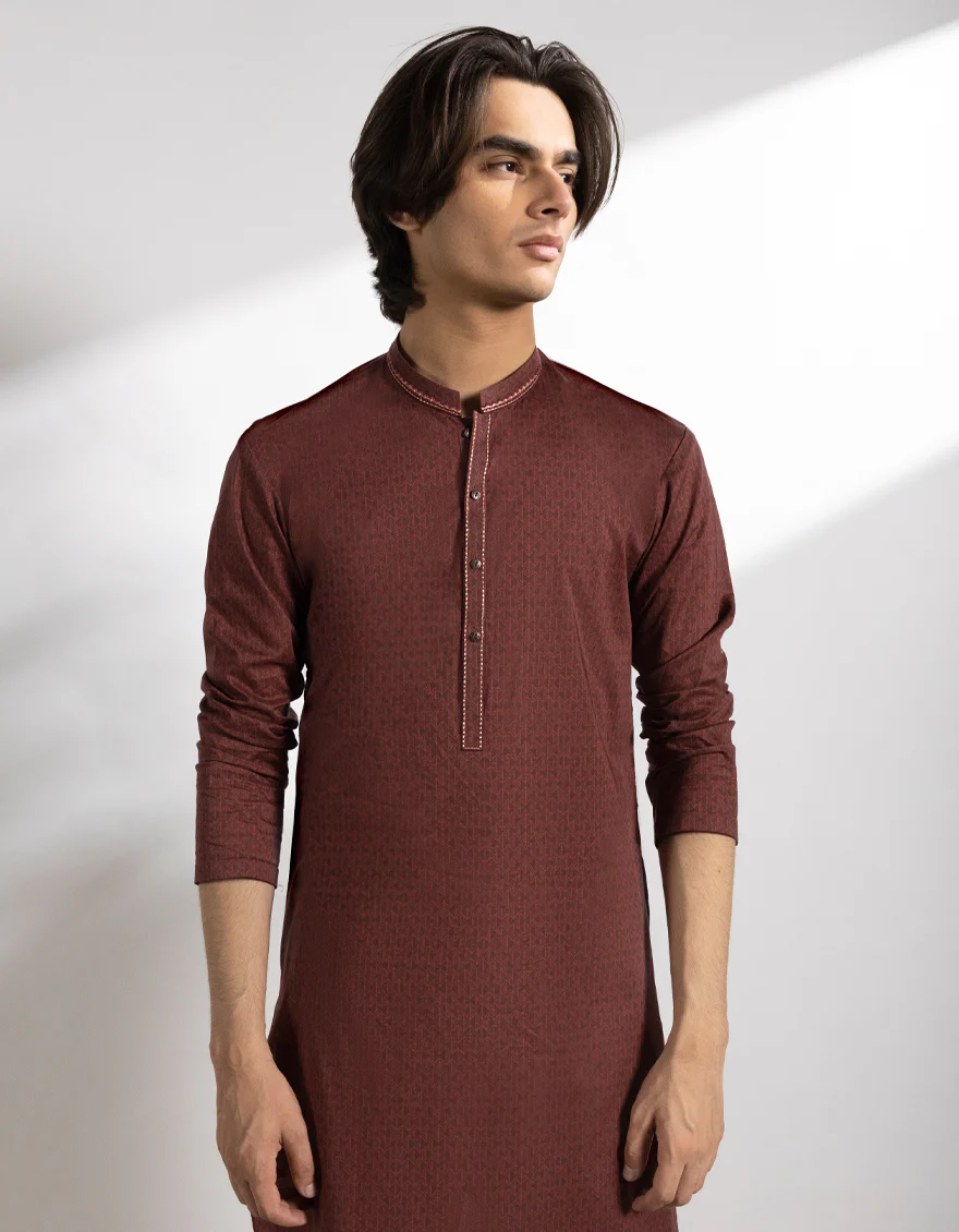 MAROON COTTON KURTA | JTK-S-50228/S25/JJ9776-SF - Image 5