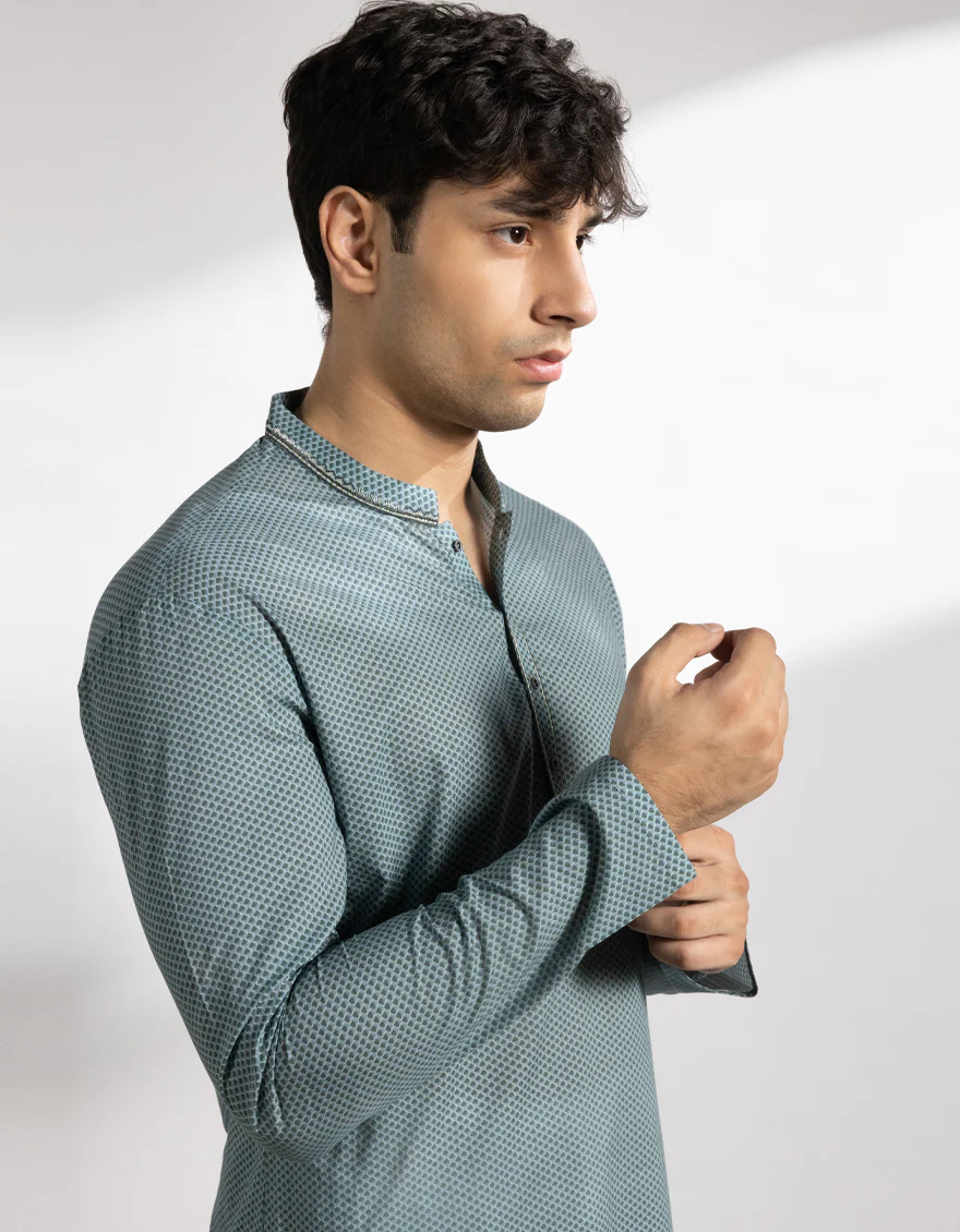 LIGHT BLUE COTTON KURTA | JTK-S-50229/S25/JJ9776-SF - Image 5