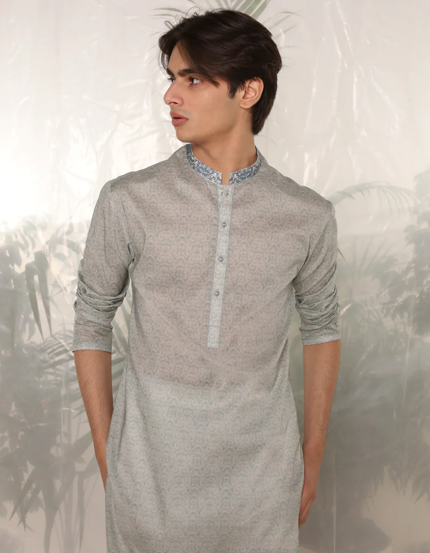 GREEN COTTON KURTA | JTK-S-90444/S24/JJ9212-SF - Image 2