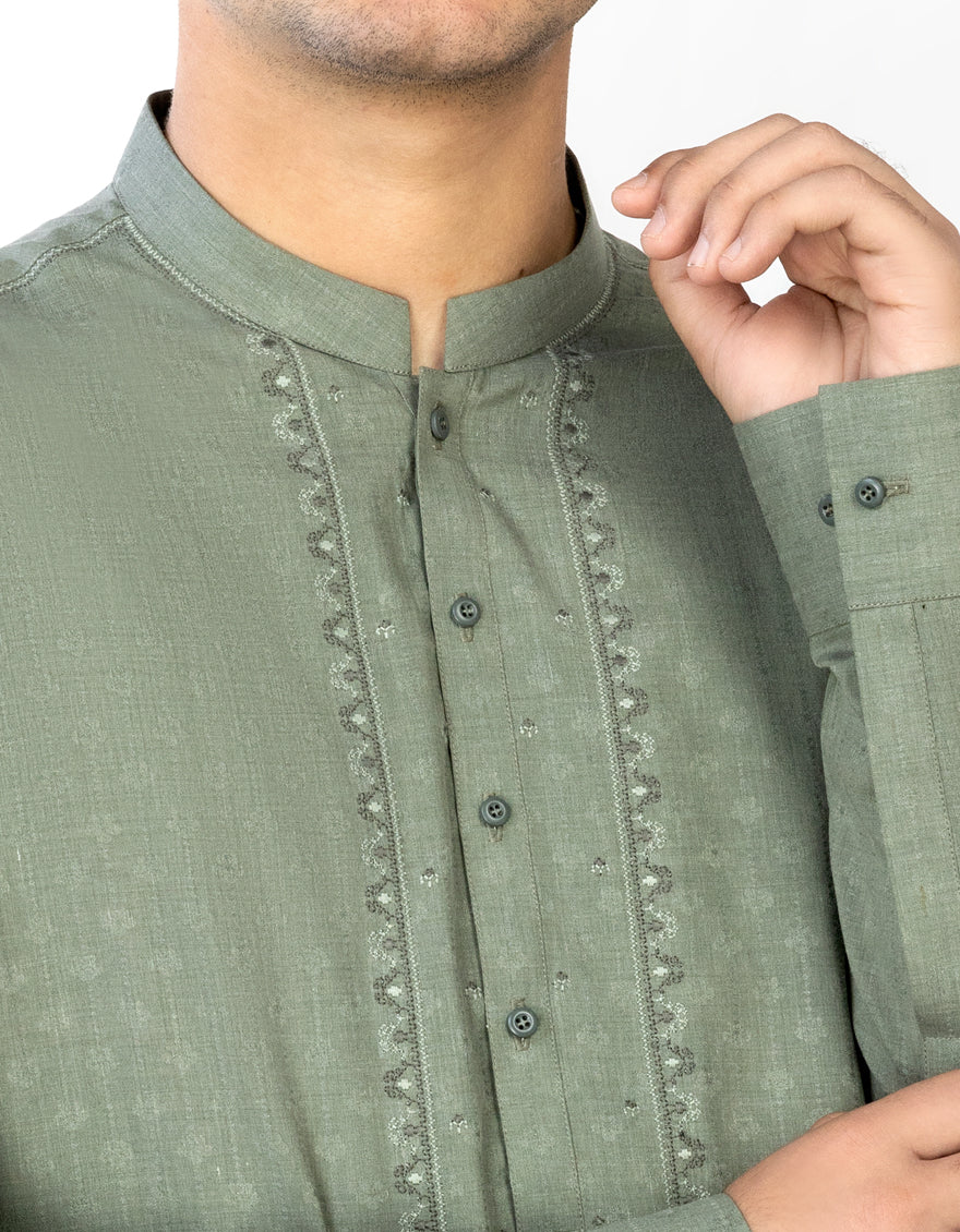 JADE GREEN BLENDED KURTA | JTK-S-US-34375/S23/JJ8616-SF - Image 2