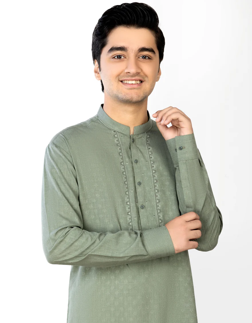 JADE GREEN BLENDED KURTA | JTK-S-US-34375/S23/JJ8616-SF - Image 3