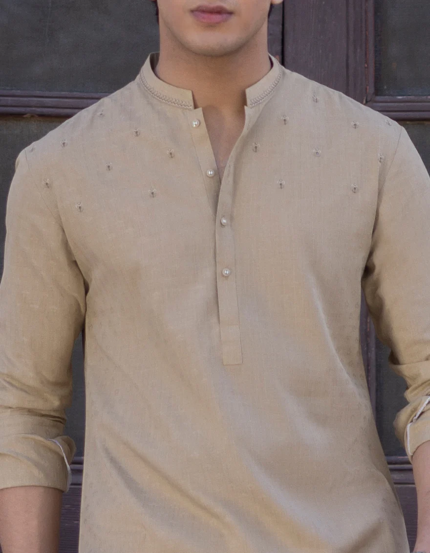 SAND BLENDED KURTA | JTK-S-US-34376/S23/JJ8616-SF - Image 2