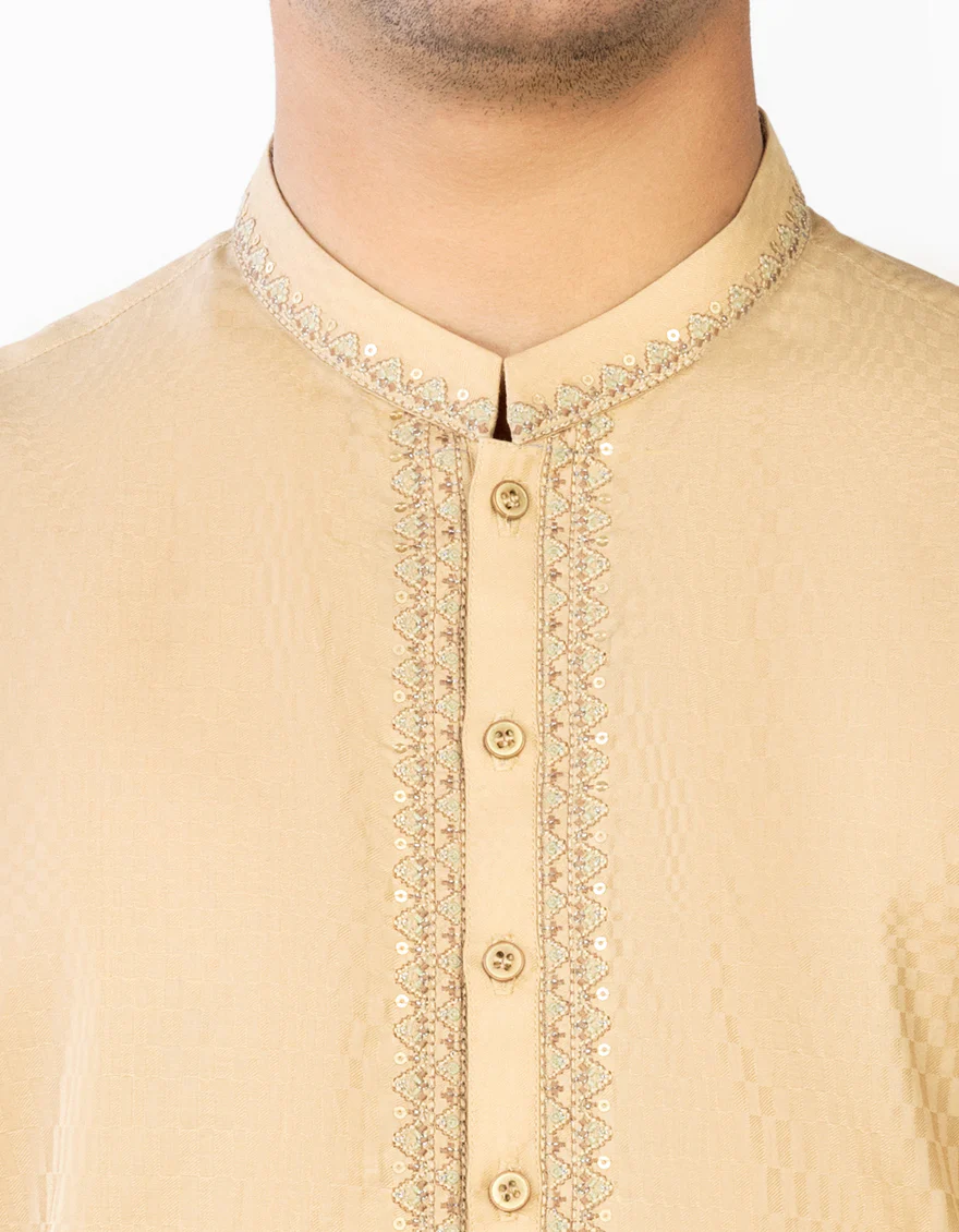 SAND COTTON KURTA | JTK-S-US-34410/S23/JJ7042-FL - Image 2