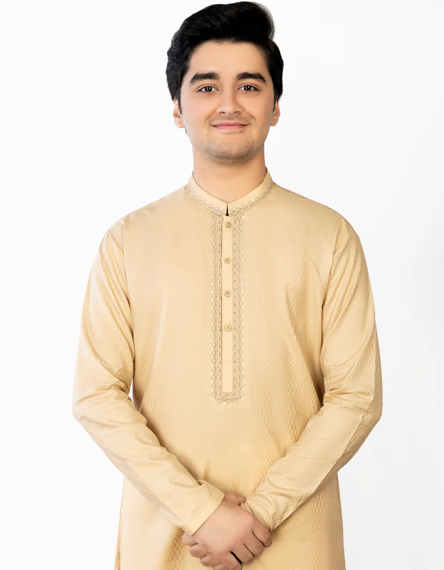 SAND COTTON KURTA | JTK-S-US-34410/S23/JJ7042-FL - Image 3