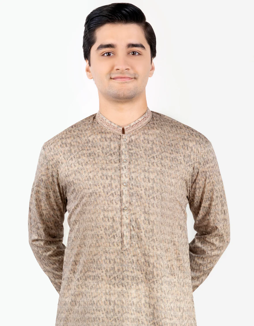 BROWN COTTON KURTA | JTK-S-US-34460/S23/JJ8771-SF - Image 2