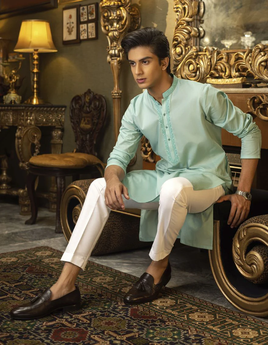 SEA GREEN KURTA | JTK-S-US-35838/S22/JJ7546-SF - Image 3
