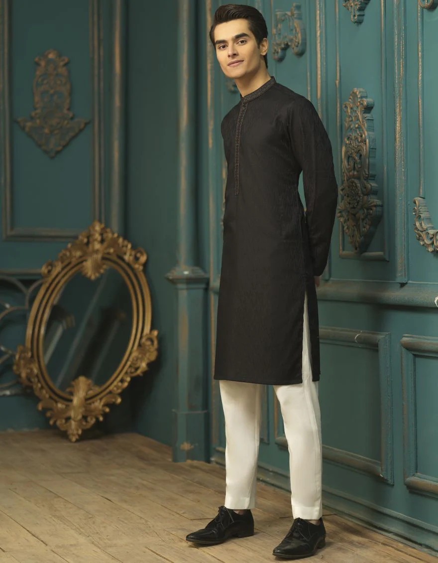 BLACK KURTA | JTK-S-US-35862/S22/JJ7614-SF - Image 4