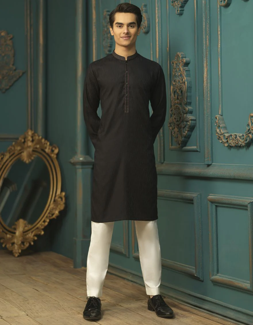 BLACK KURTA | JTK-S-US-35862/S22/JJ7614-SF - Image 5