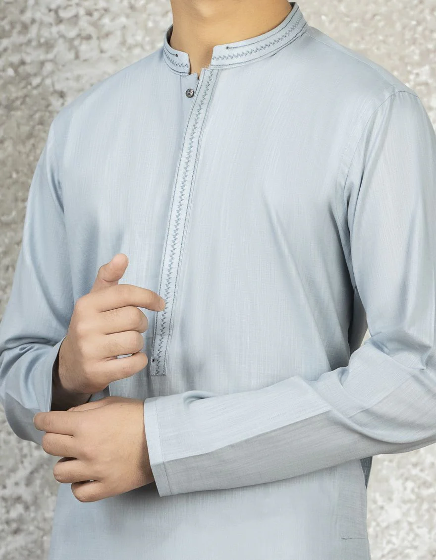 ASH BLUE COTTON KURTA | JTK-S-US-35886/S22/JJ7611-CL - Image 2