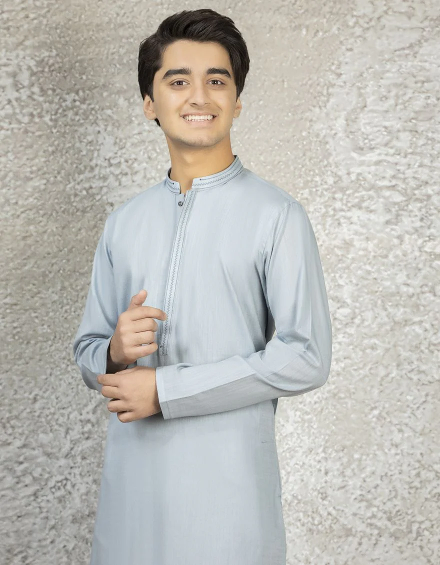 ASH BLUE COTTON KURTA | JTK-S-US-35886/S22/JJ7611-CL - Image 3