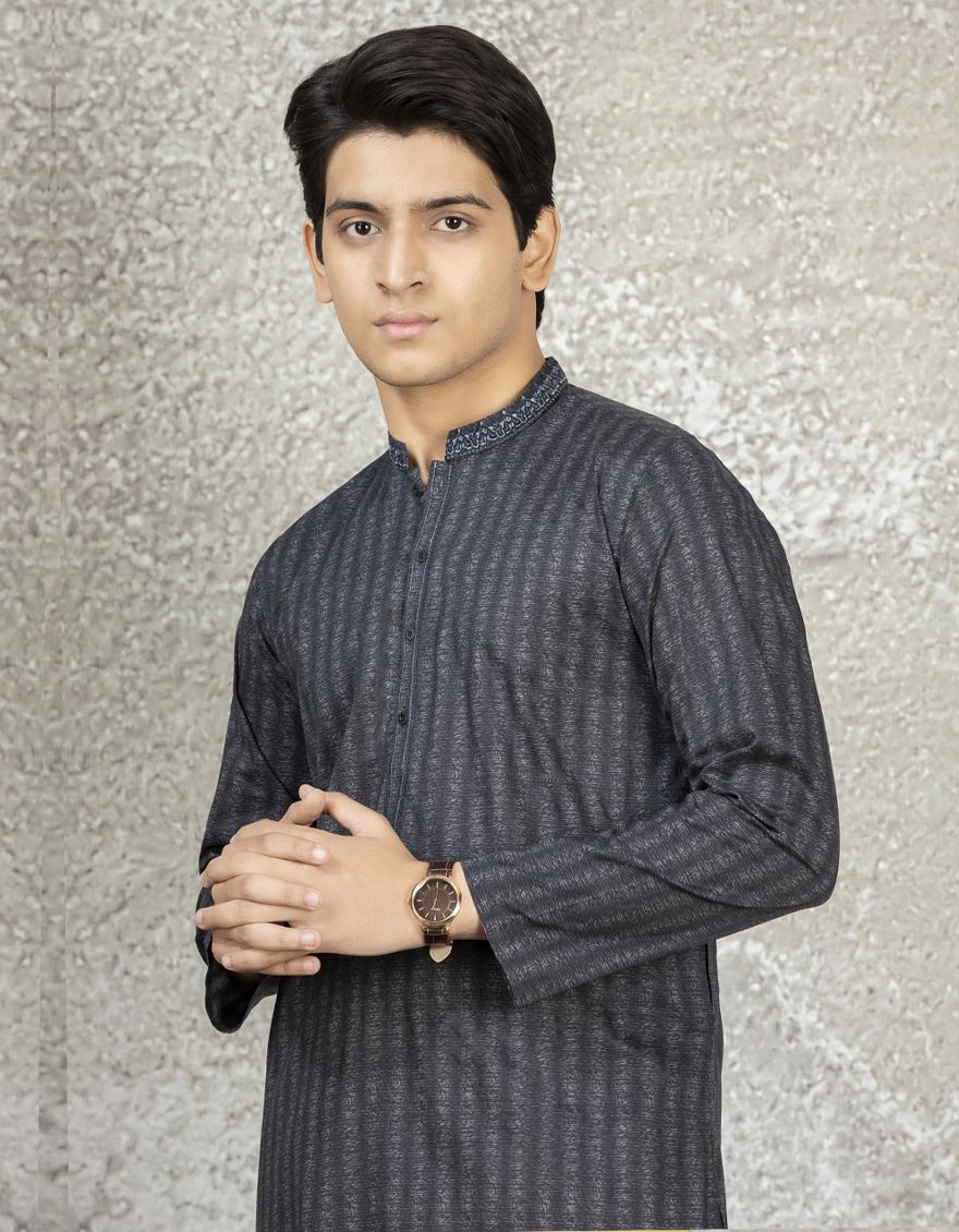 CHARCOAL GREY KURTA | JTK-S-US-35891/S22/JJ7546-SF - Image 2