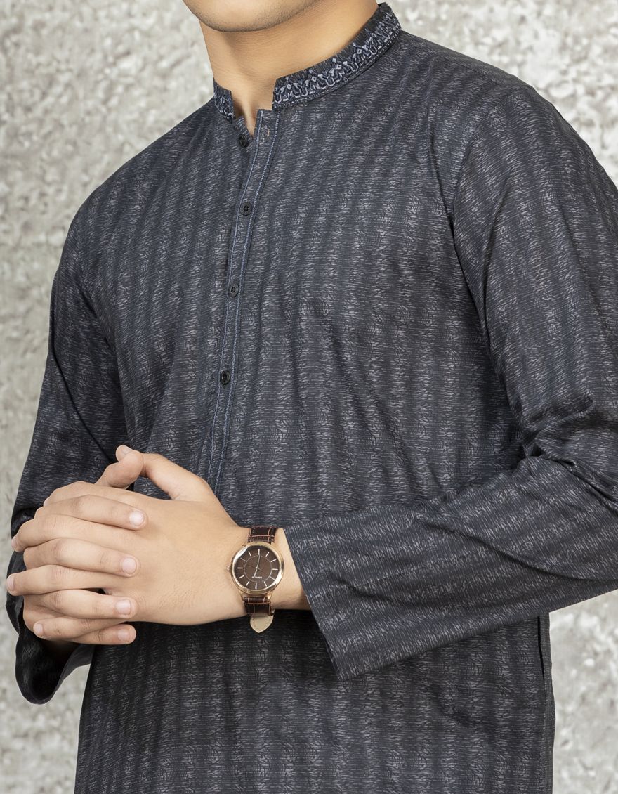 CHARCOAL GREY KURTA | JTK-S-US-35891/S22/JJ7546-SF - Image 3