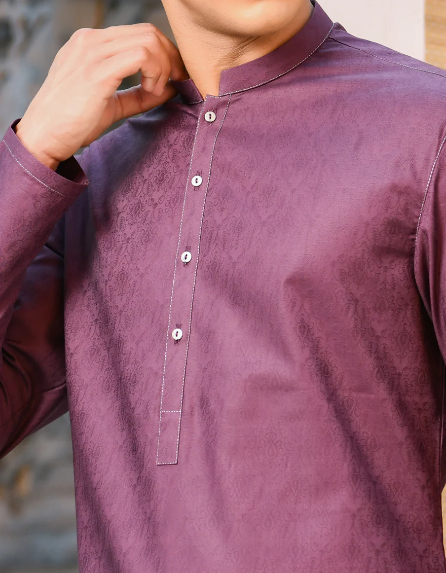 DARK PURPLE COTTON KURTA | JTK-S-US-35911/S22/JJ7661-PN - Image 2