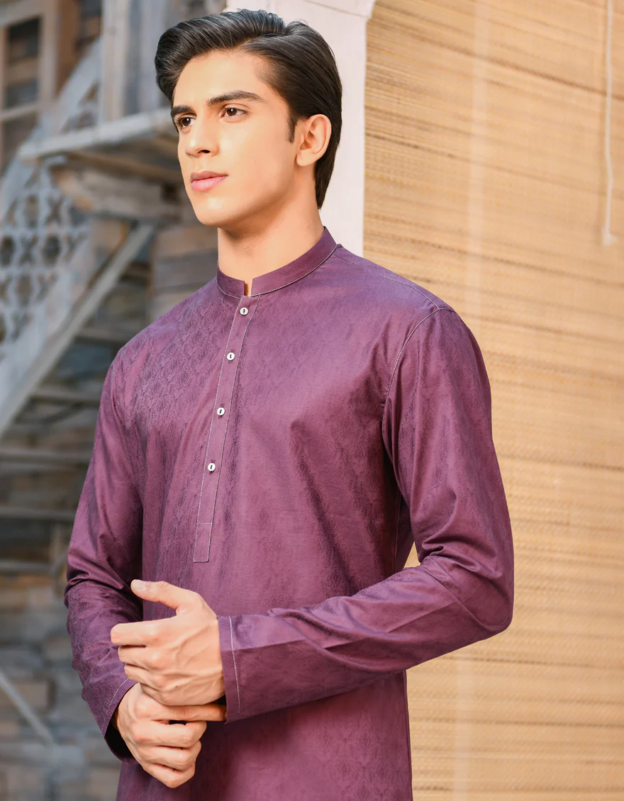 DARK PURPLE COTTON KURTA | JTK-S-US-35911/S22/JJ7661-PN - Image 3