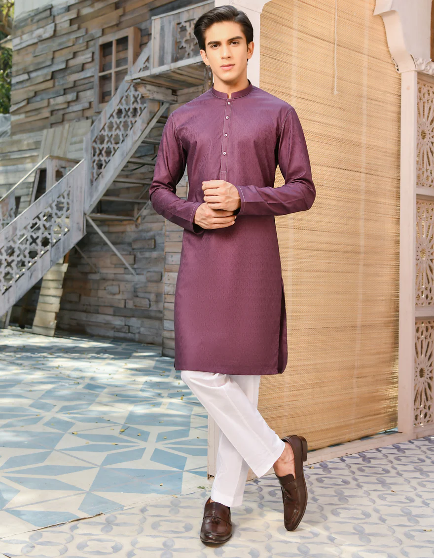 DARK PURPLE COTTON KURTA | JTK-S-US-35911/S22/JJ7661-PN - Image 4