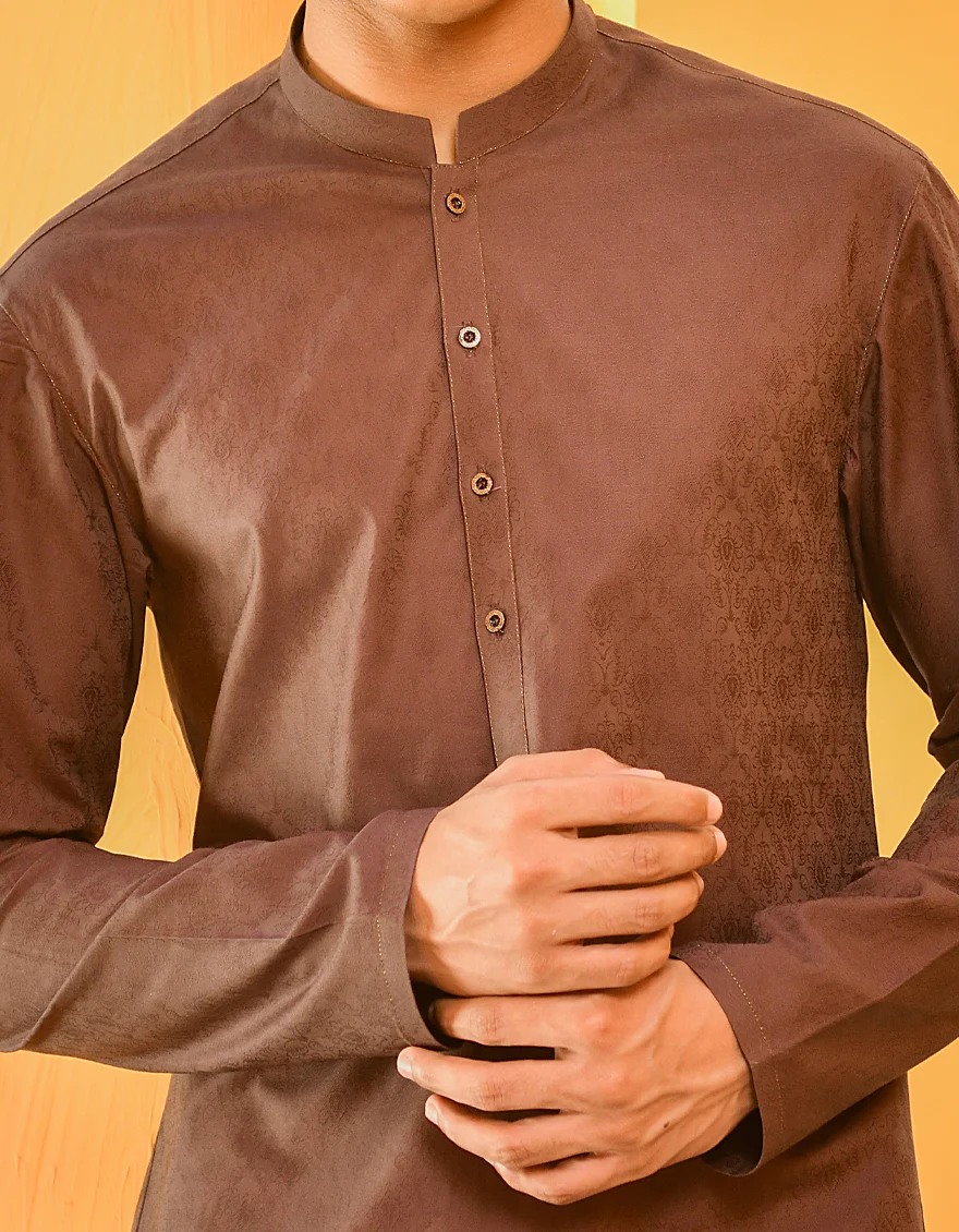 COFFEE BROWN COTTON KURTA | JTK-S-US-35912/S22/JJ7661-PN - Image 2