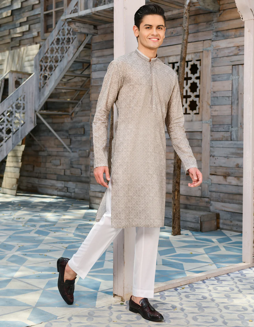 SAND COTTON KURTA | JTK-S-US-35919/S22/JJ7546-SF - Image 2