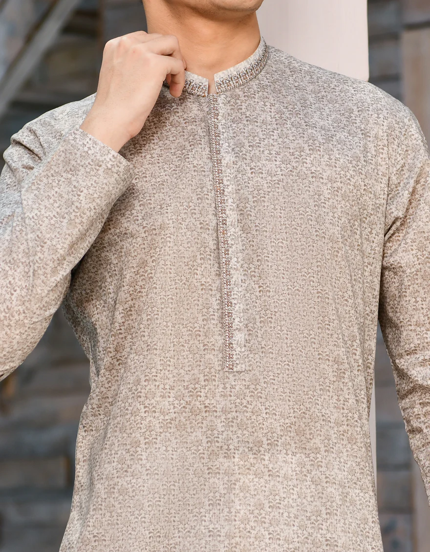 SAND COTTON KURTA | JTK-S-US-35919/S22/JJ7546-SF - Image 3