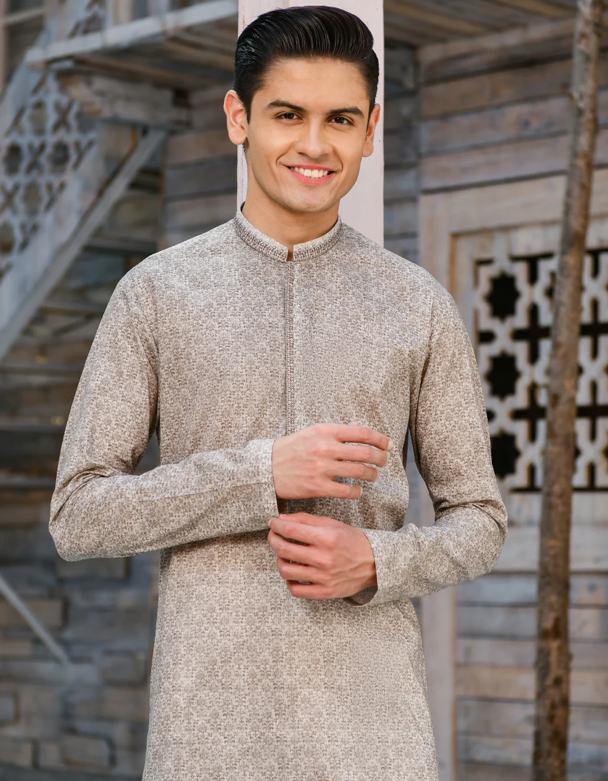 SAND COTTON KURTA | JTK-S-US-35919/S22/JJ7546-SF - Image 4