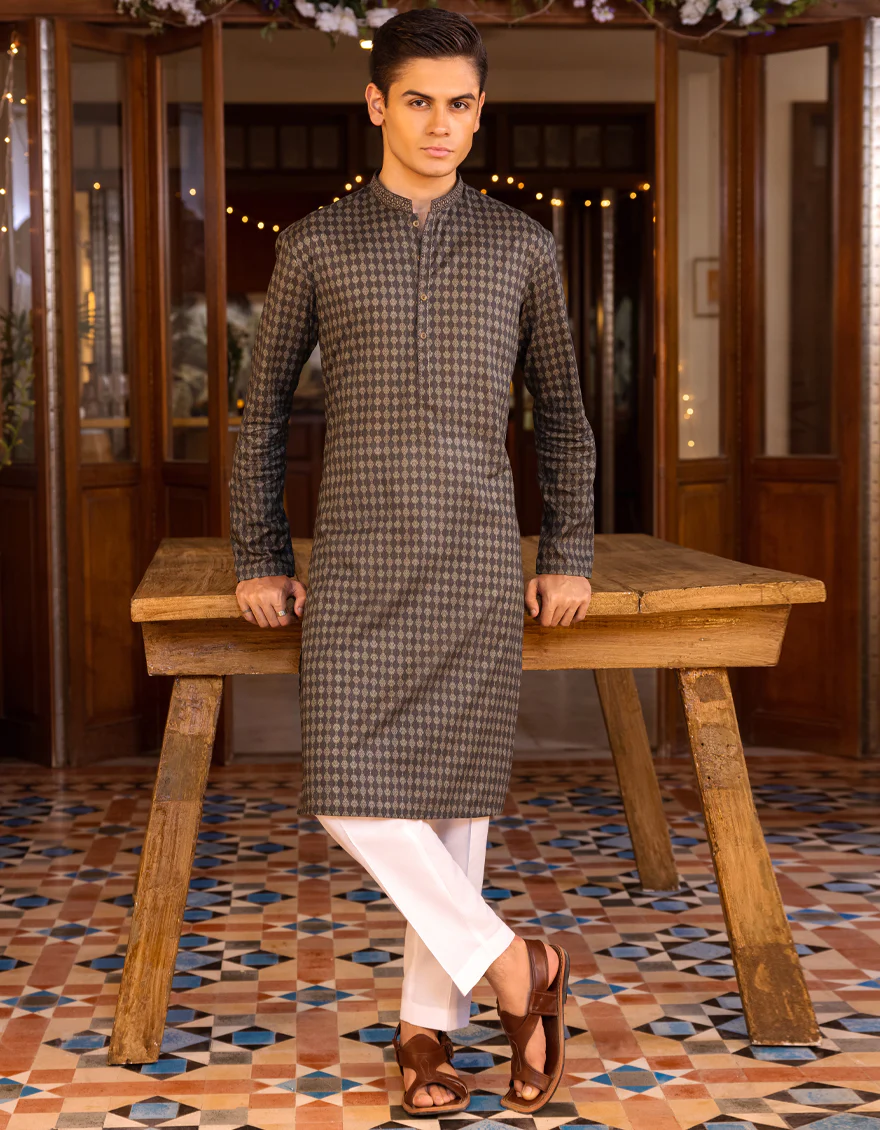 DEEP OLIVE COTTON KURTA | JTK-S-US-35952/S22/JJ7546-SF - Image 3