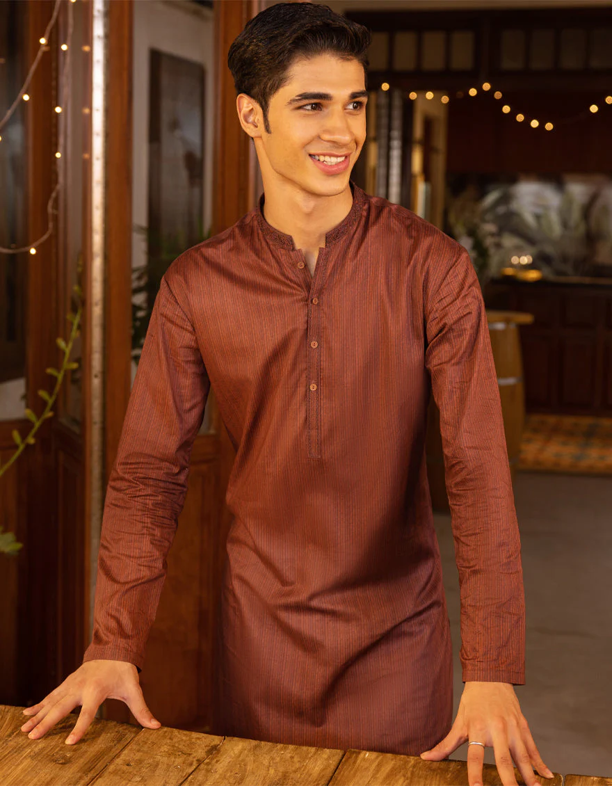 MAROON COTTON KURTA | JTK-S-US-35953/S22/JJ7546-SF - Image 4