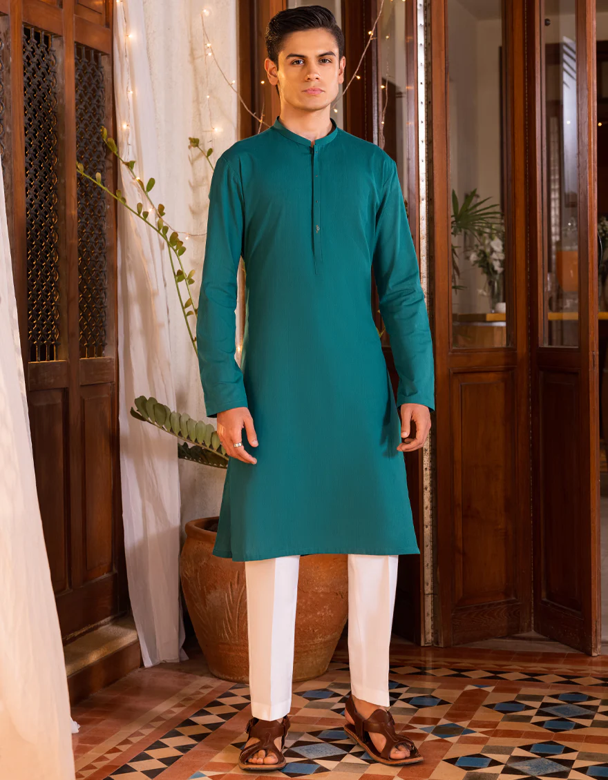 AQUA GREEN COTTON KURTA | JTK-S-US-35960/S22/DMR3179-PN