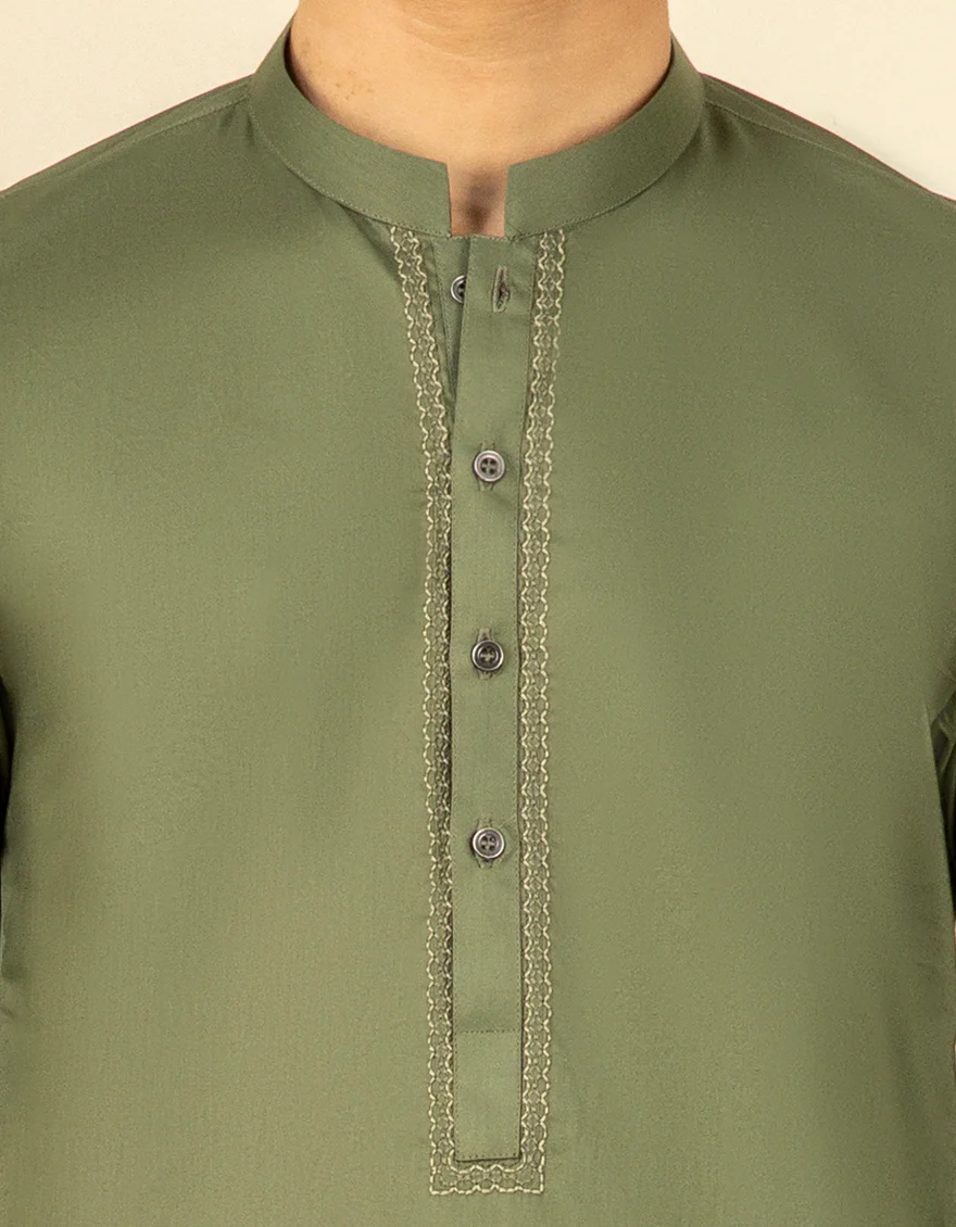GREEN COTTON KURTA | JTK-S-US-35978/S22/JJ7546-SF - Image 2