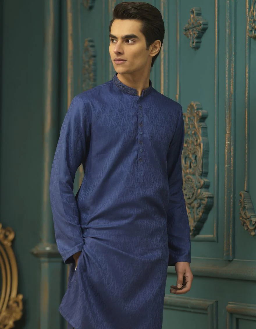 ROYAL BLUE KURTA | JTK-S-US-38447/S22/JJ7614-SF - Image 4