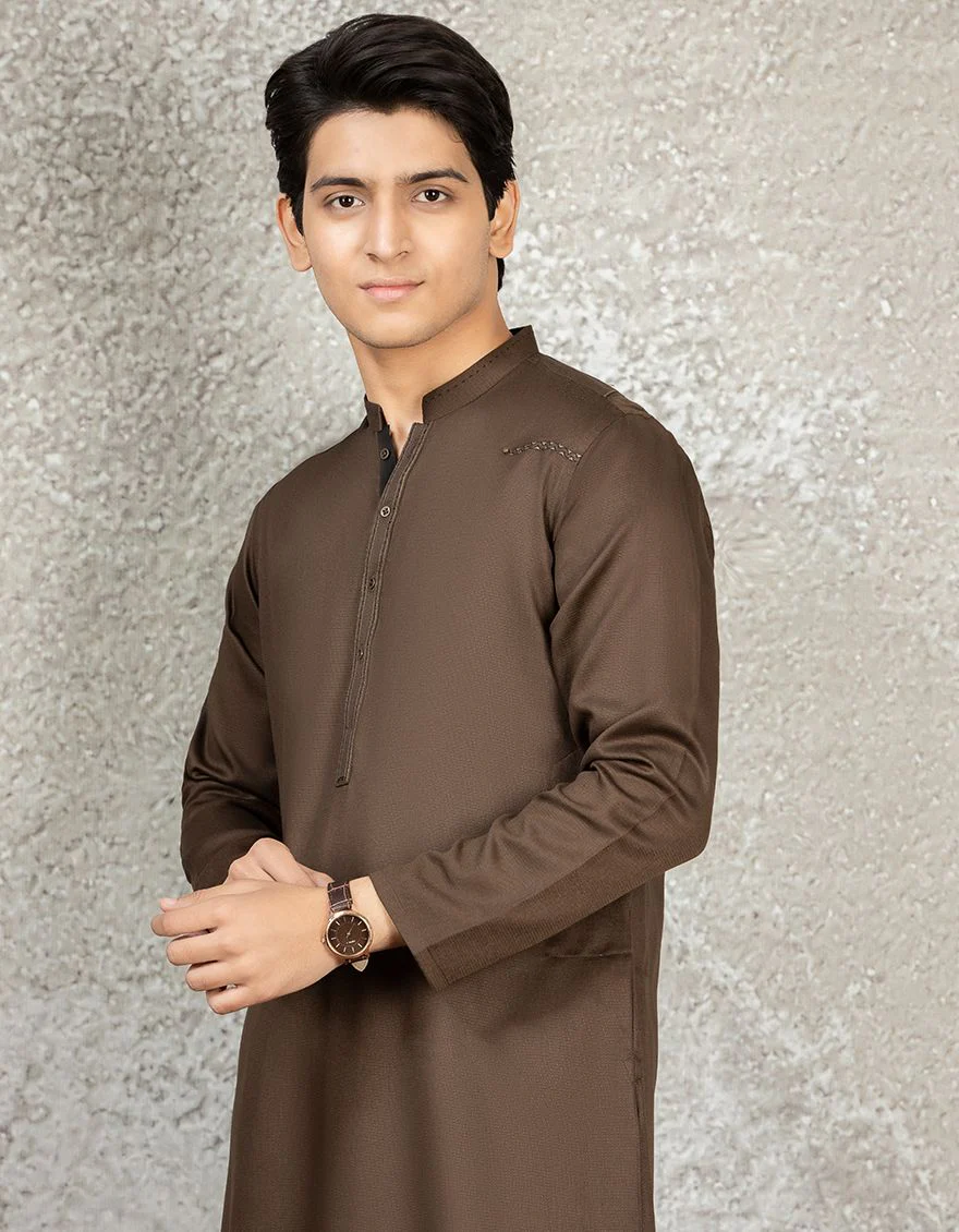 WOOD BROWN KURTA | JTK-S-US-38453/S22/JJ8129-CL - Image 2